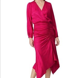 Krisa Pink High Low Surplice Dress